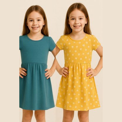 Girl's Cotton A-Line Above The Knee Dress - Image 4