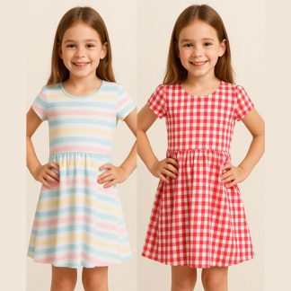 Girl's Cotton A-Line Above The Knee Dress