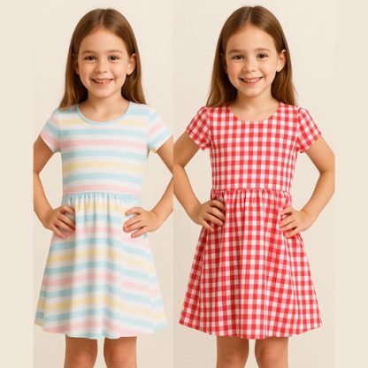 Girl's Cotton A-Line Above The Knee Dress