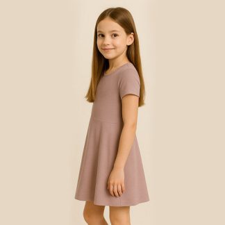 Girl's Cotton A-Line Above The Knee Dress Plain