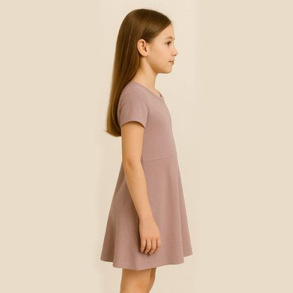 Girl's Cotton A-Line Above The Knee Dress Plain - Image 3