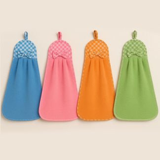 Microfiber Wash Basin Hanging Hand Kitchen Towel Napkin with Ties