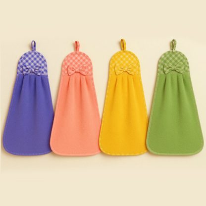 Microfiber Wash Basin Hanging Hand Kitchen Towel Napkin with Ties - Image 3