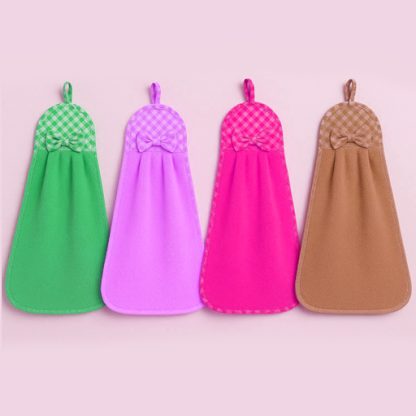 Microfiber Wash Basin Hanging Hand Kitchen Towel Napkin with Ties - Image 2