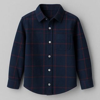 Men Navy Blue Checked Regular Fit Cotton Shirt