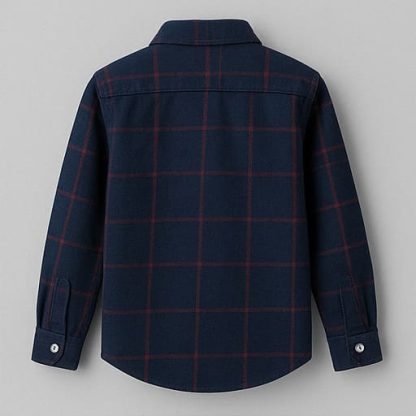 Men Navy Blue Checked Regular Fit Cotton Shirt - Image 2