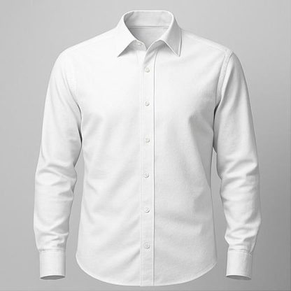 Men Plain White Regular Fit Cotton Shirt