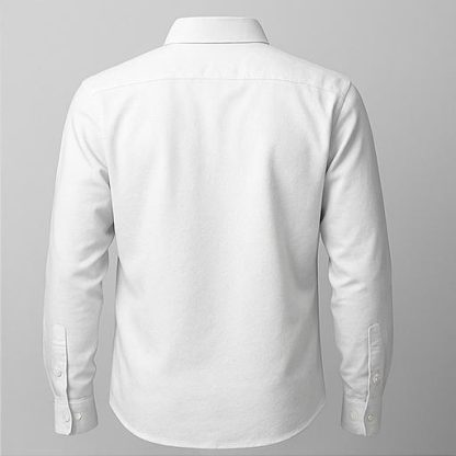 Men Plain White Regular Fit Cotton Shirt - Image 2