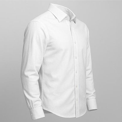 Men Plain White Regular Fit Cotton Shirt - Image 3