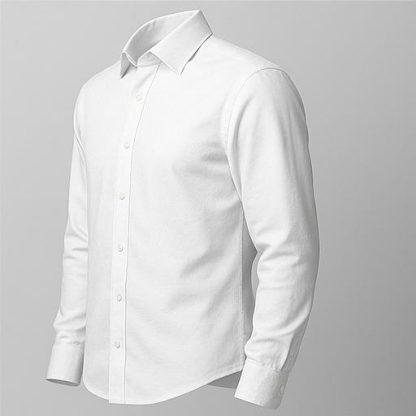 Men Plain White Regular Fit Cotton Shirt - Image 4
