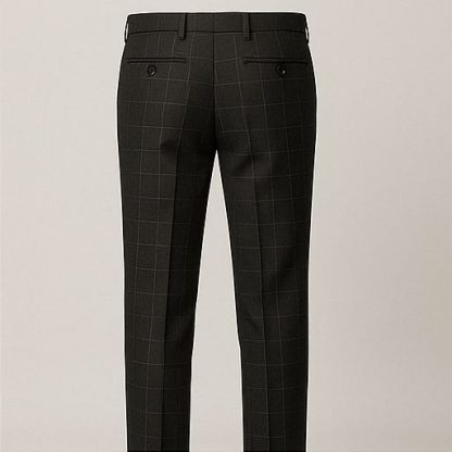 Men Black check Formal Pant - Image 2