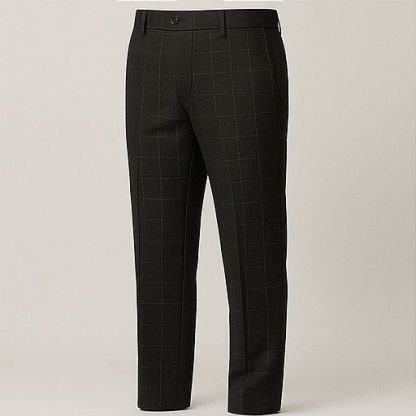 Men Black check Formal Pant - Image 4