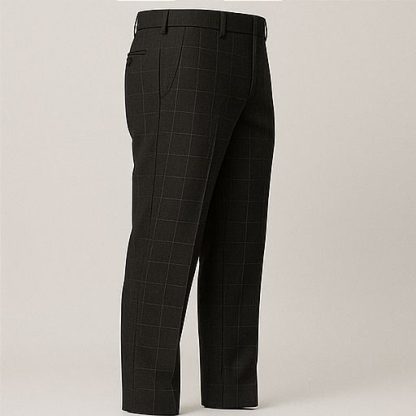 Men Black check Formal Pant - Image 3