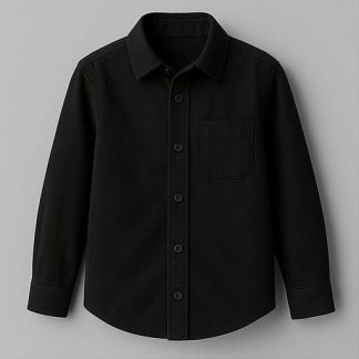 Men Plain Black Regular Fit Cotton Shirt