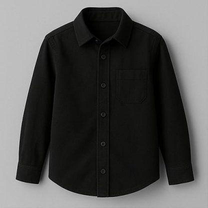 Men Plain Black Regular Fit Cotton Shirt