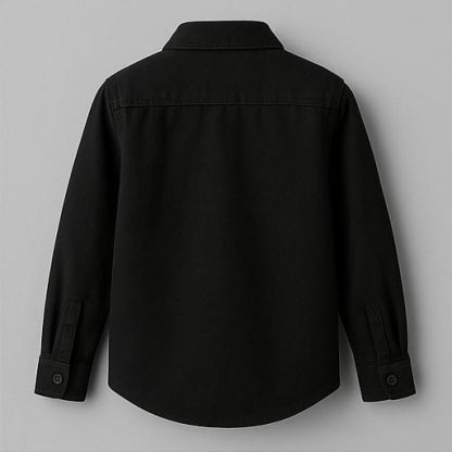 Men Plain Black Regular Fit Cotton Shirt - Image 2