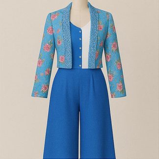 Jacket Style Indowestern Palazzo Blue Set