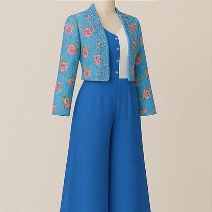 Jacket Style Indowestern Palazzo Blue Set - Image 4