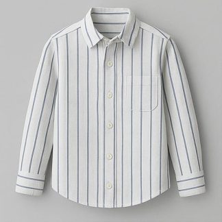 Men Strip White Regular Fit Cotton Shirt