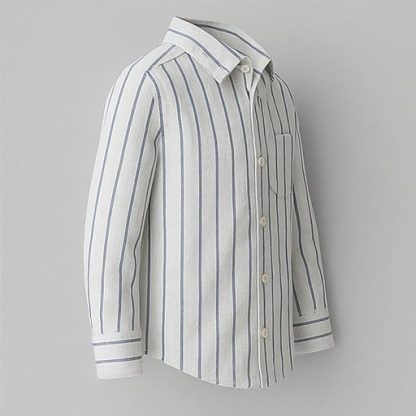 Men Strip White Regular Fit Cotton Shirt - Image 4
